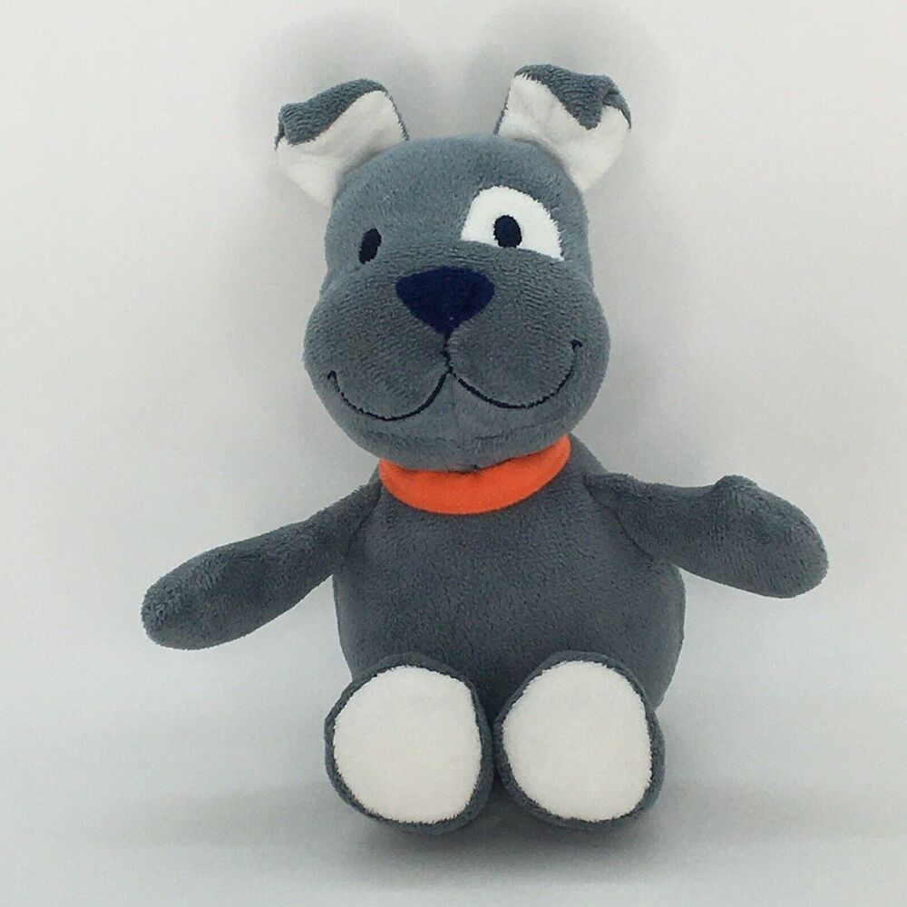 Carters Just One You Plush Gray Bulldog Puppy Dog Baby Toy Orange Collar 2012